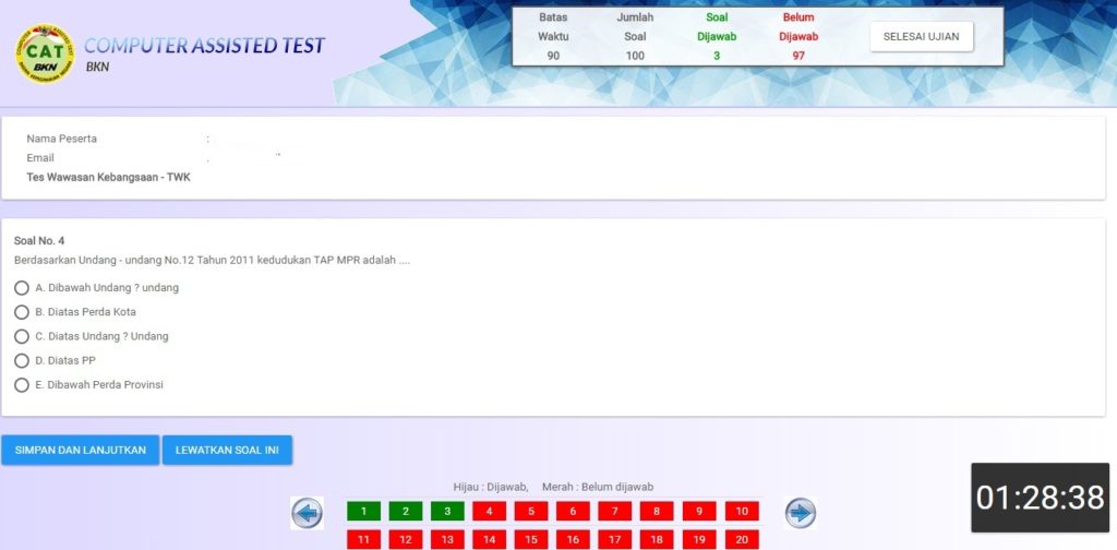 Pedoman cara mengerjakan ujian online cpns sistem CAT