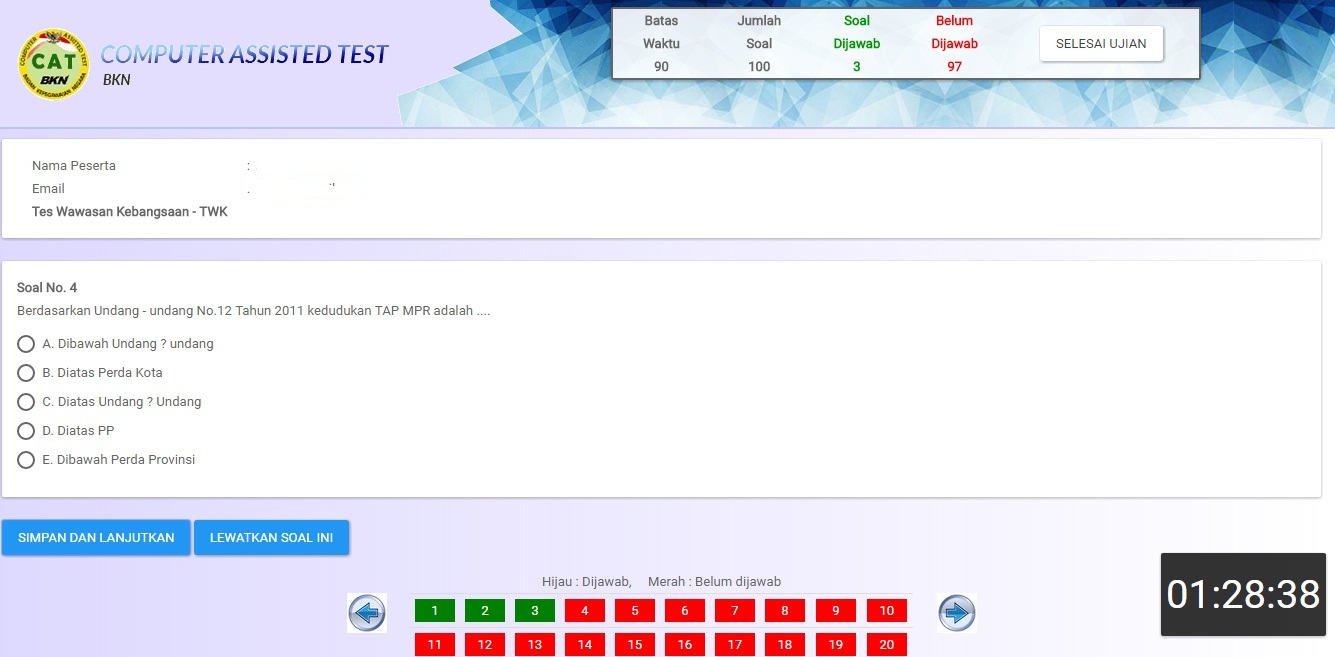 Pedoman cara mengerjakan ujian online cpns sistem CAT